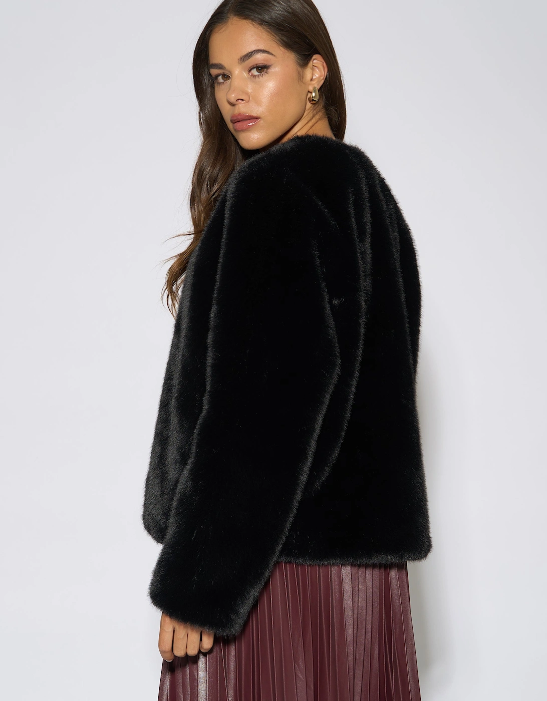 Black Short Faux Fur Jacket