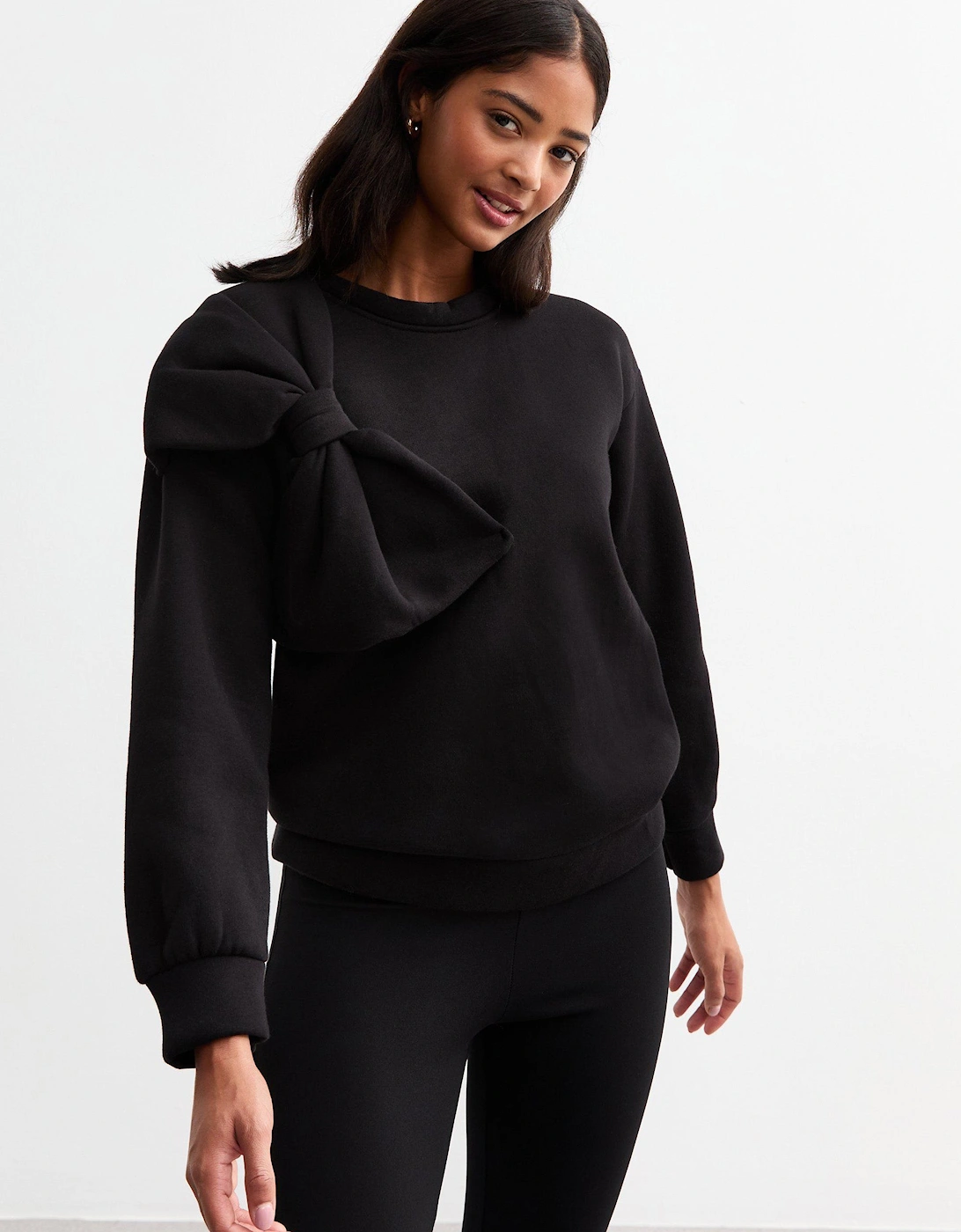Black Bow Patch Oversized Jumper