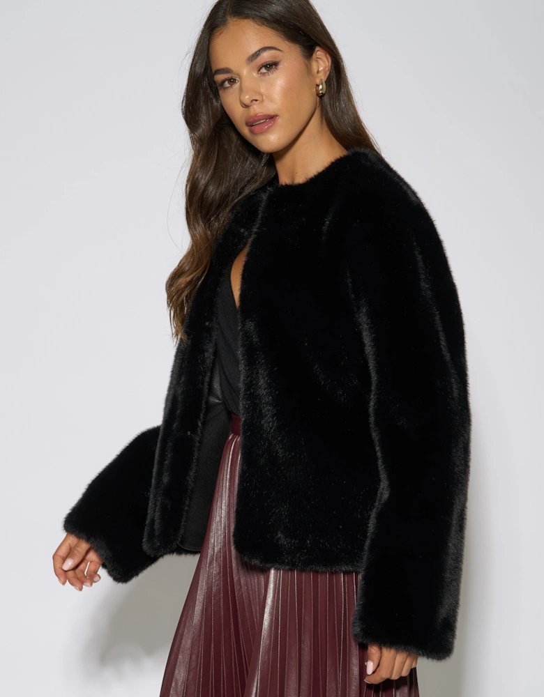 Black Short Faux Fur Jacket