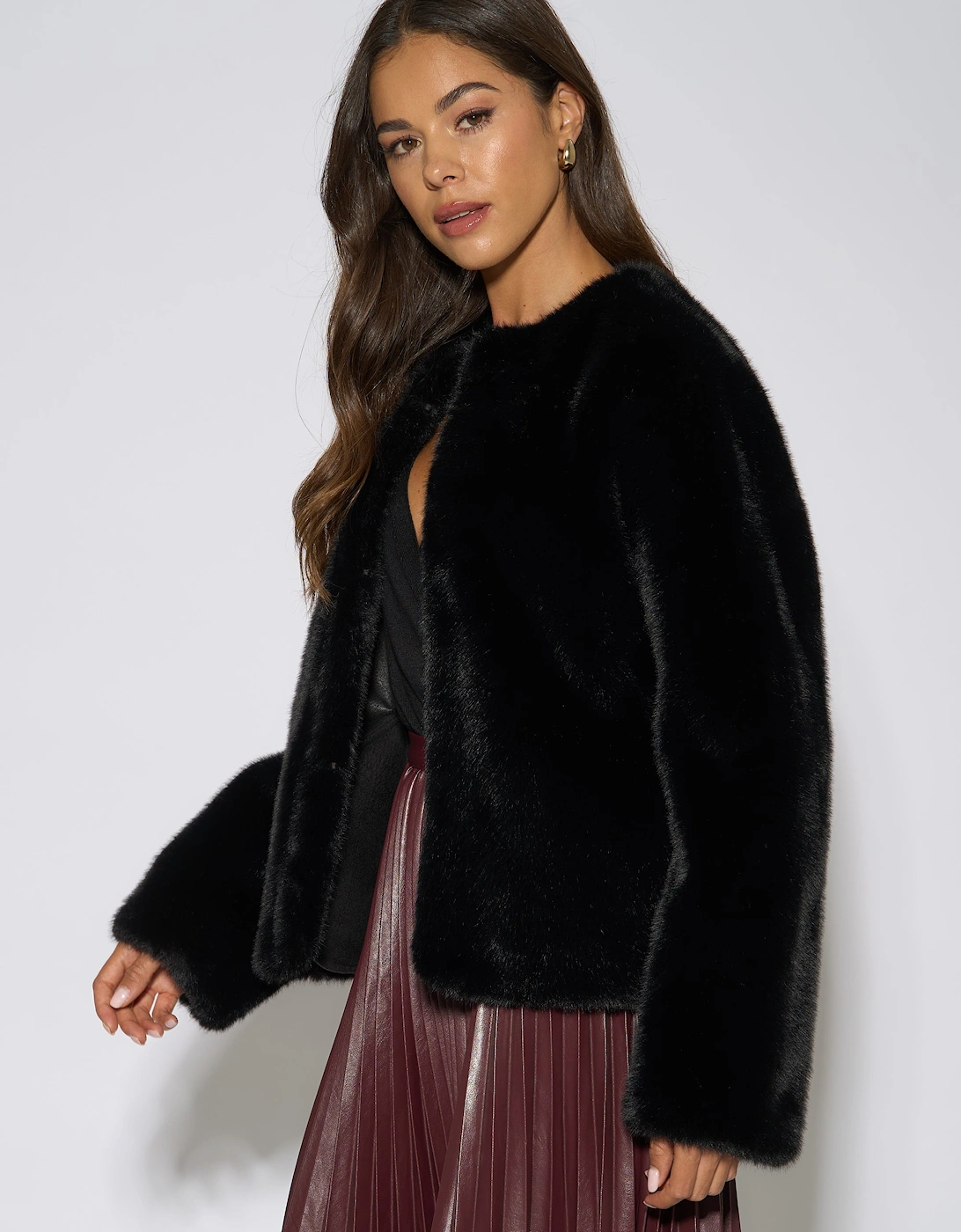Black Short Faux Fur Jacket