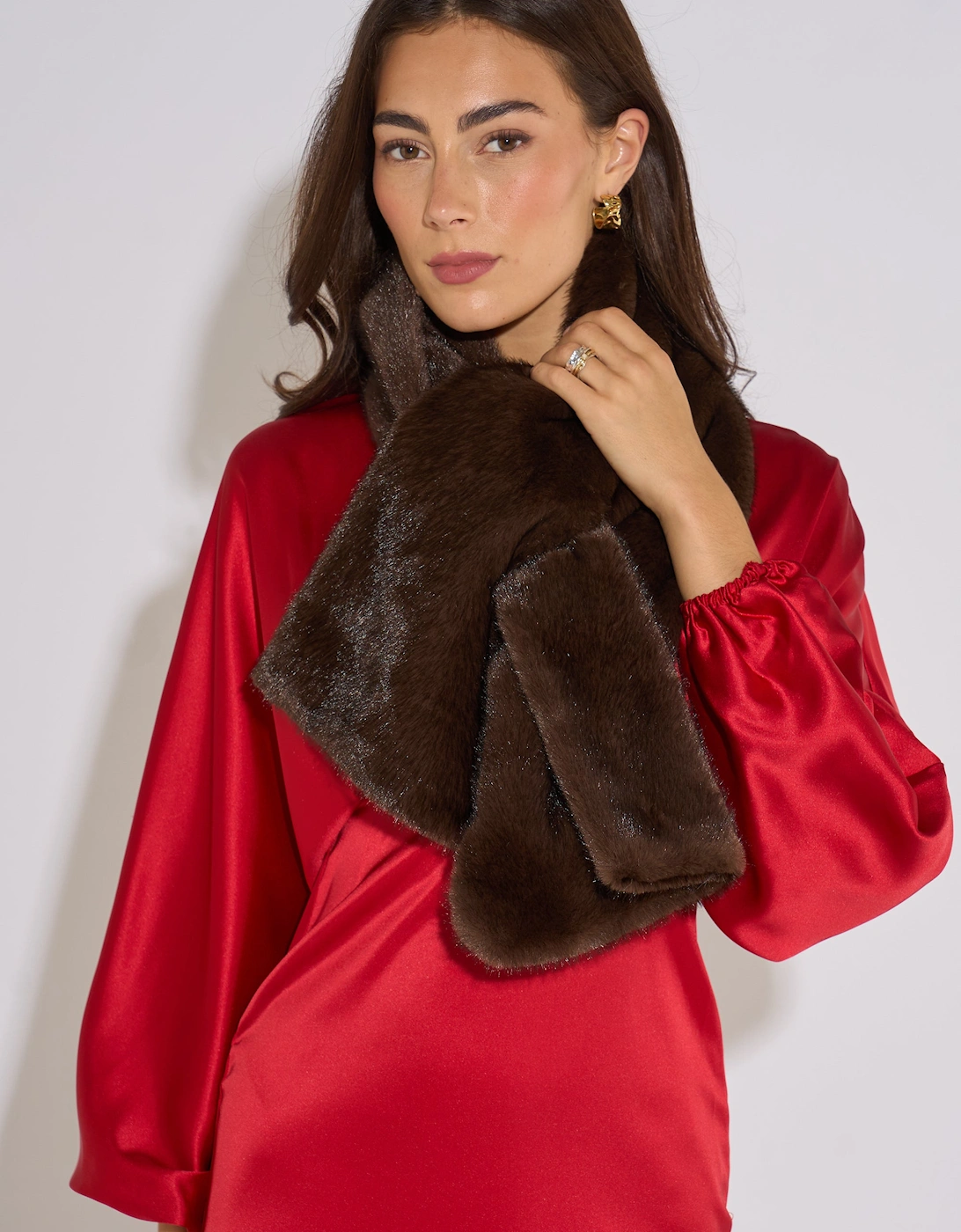 Brown Faux Fur Stole