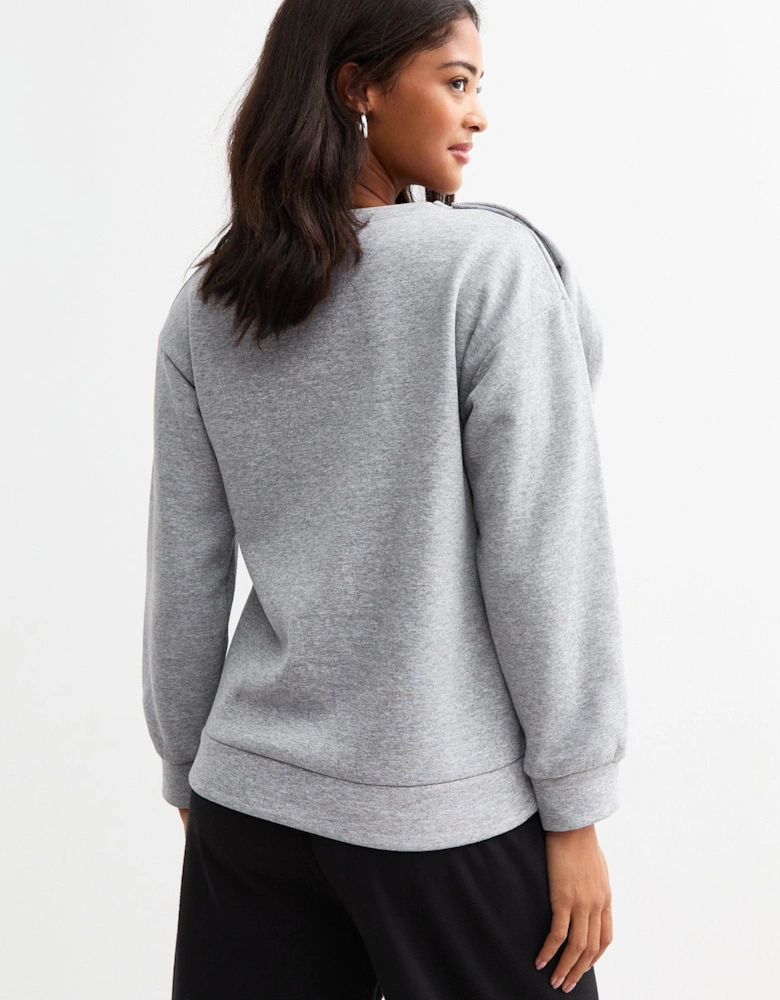 Grey Bow Patch Oversized Jumper