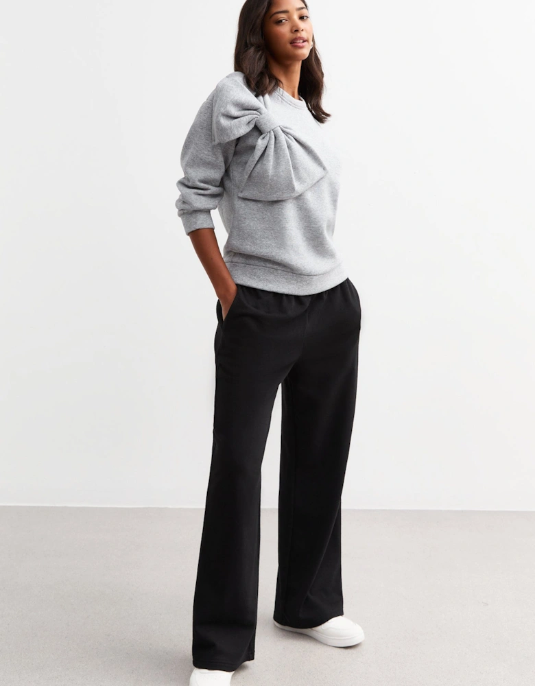 Grey Bow Patch Oversized Jumper