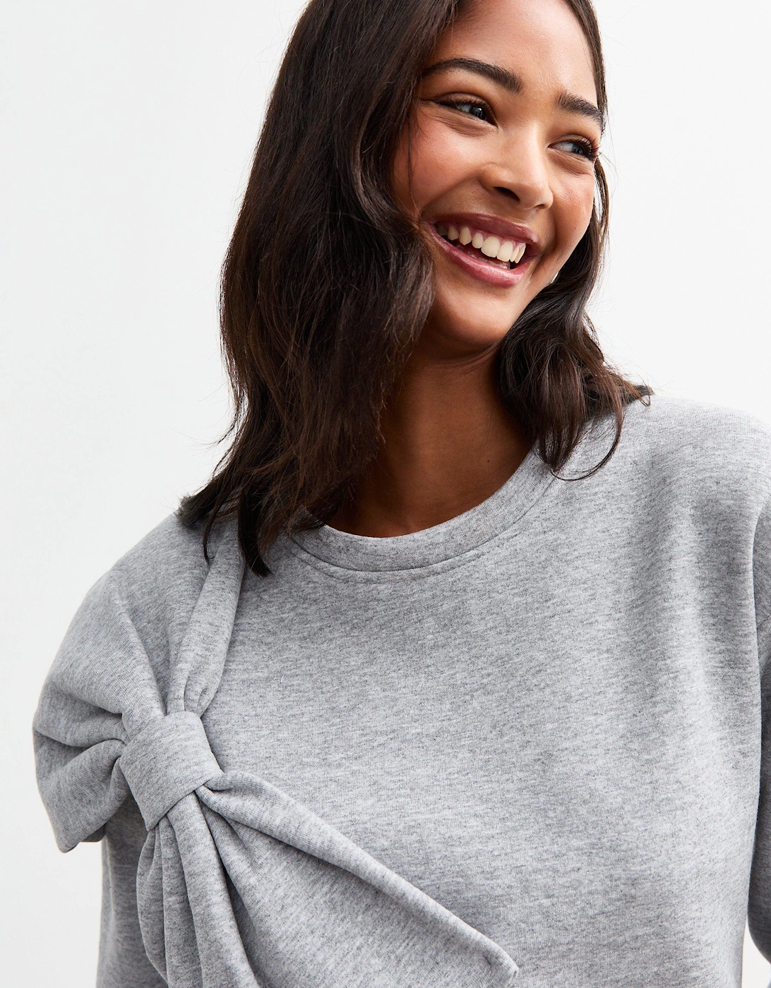 Grey Bow Patch Oversized Jumper