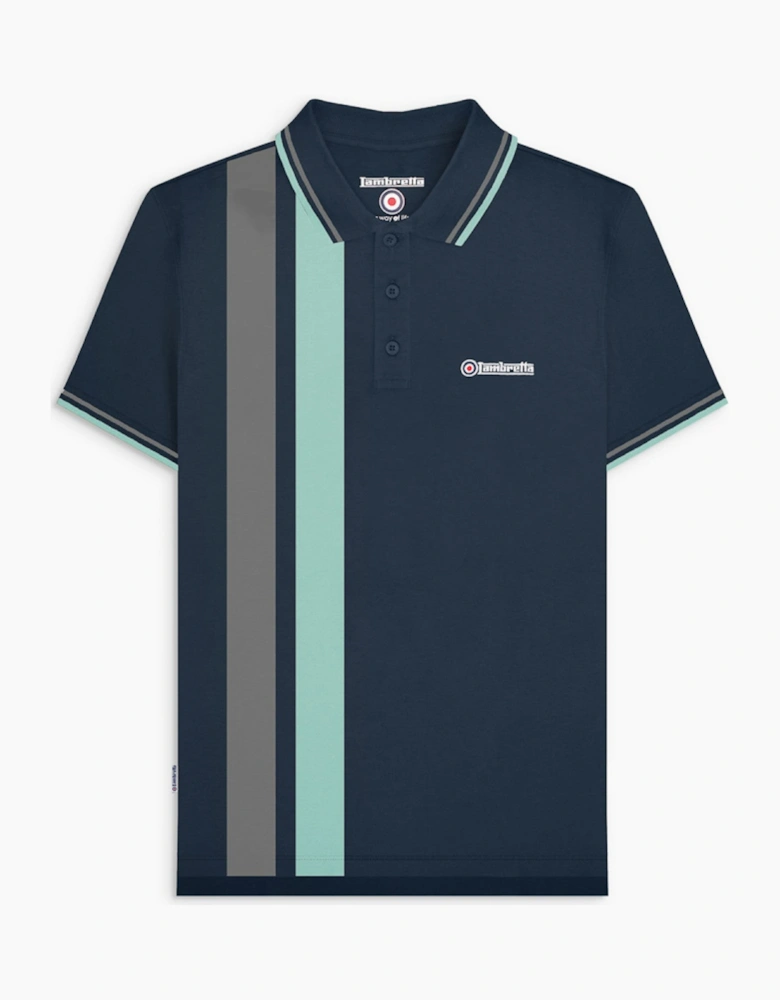 Lambretta Mens Vertical Stripe Short Sleeve Polo Shirt