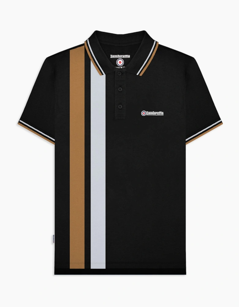 Lambretta Mens Vertical Stripe Short Sleeve Polo Shirt