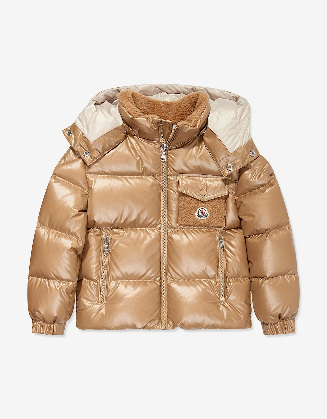 Moncler  Yule Hooded Down Jacket for Boys in Beige, Size: 4Y - Image 5