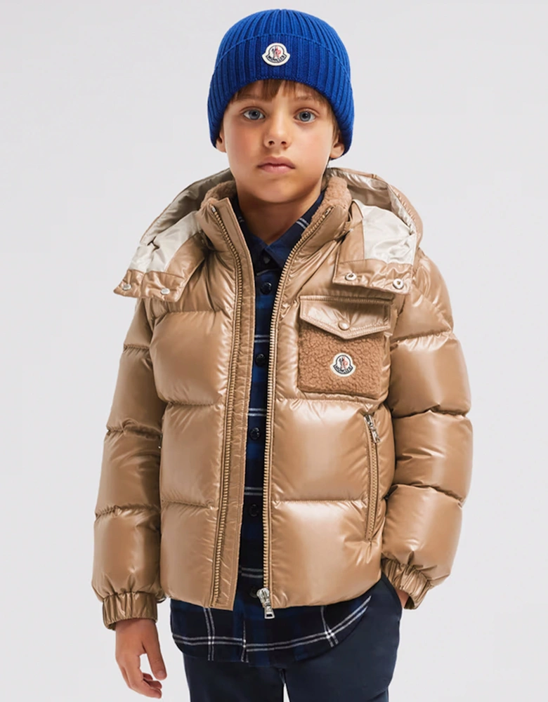 Moncler Enfant Boys Down Padded Yule Jacket in Beige