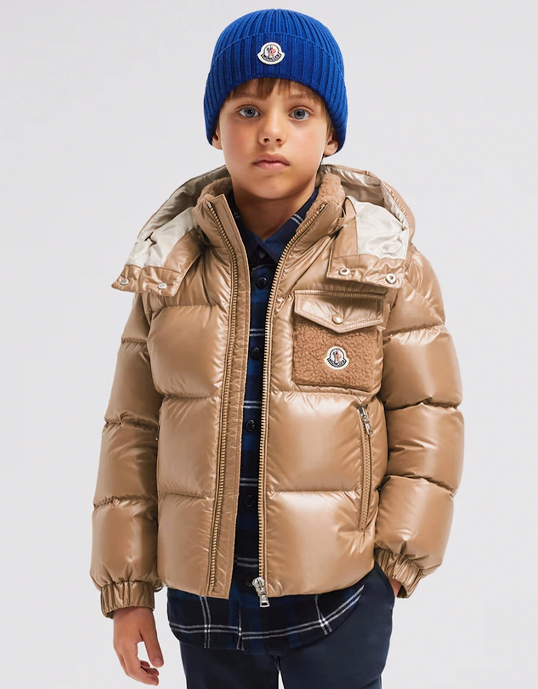 Moncler Enfant Boys Down Padded Yule Jacket in Beige