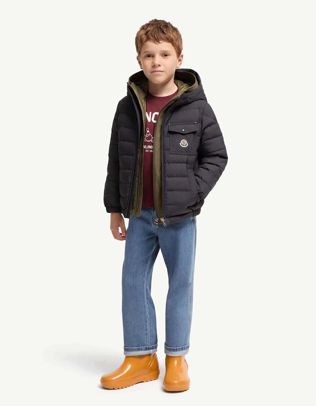 Moncler Enfant Boys Down Padded Quillon Jacket in Navy