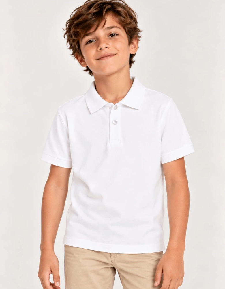 Childsplay Basics Boys Short Sleeve Polo Shirt in White