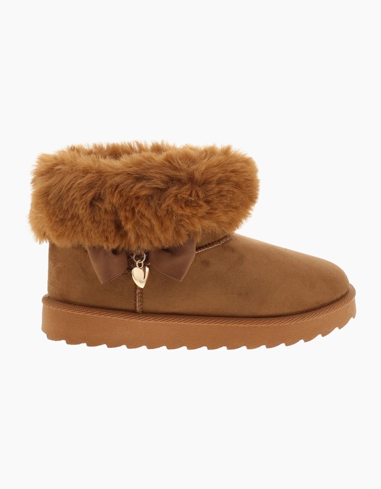 Princess Stardust Girls Boots Ankle Synthetic Sheepskin Jose Pull On tan UK Size