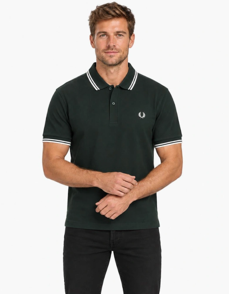 Fred Perry Twin Tipped Polo Shirt Night Green/Snow White