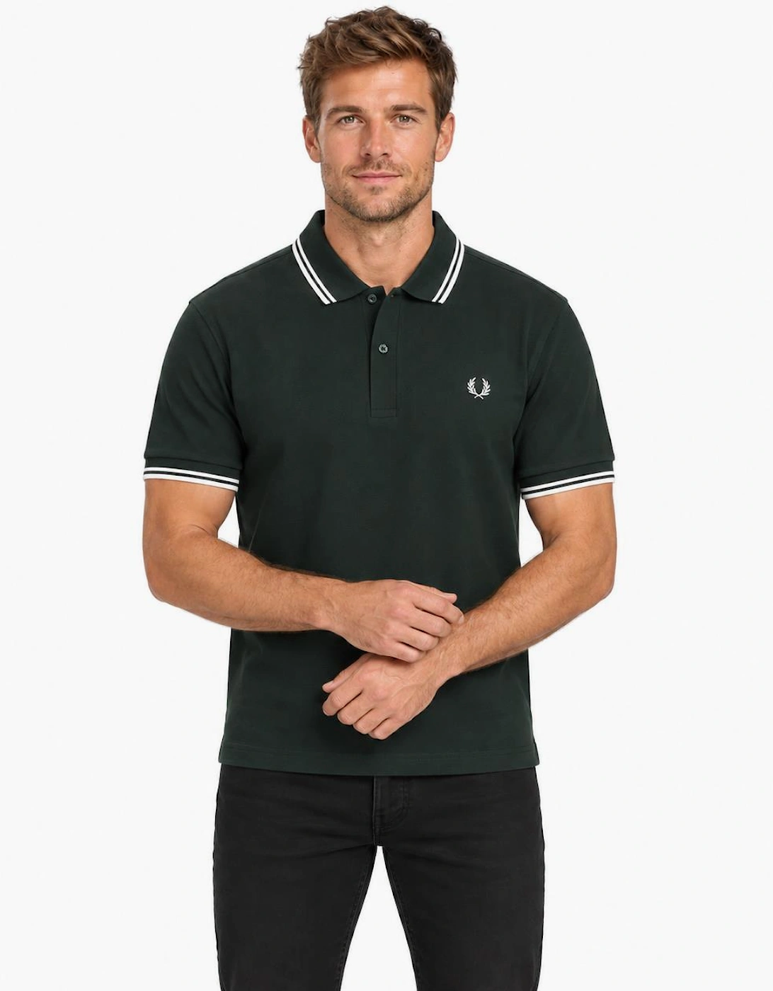 Fred Perry Twin Tipped Polo Shirt Night Green/Snow White
