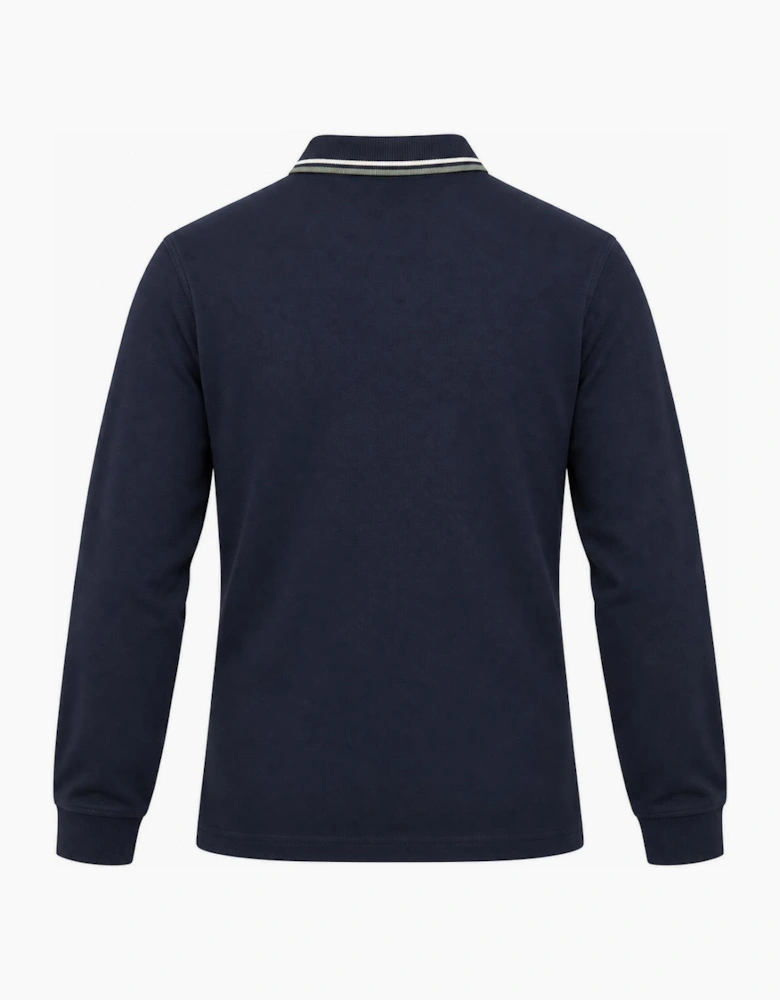 Fred Perry Long Sleeve Twin Tipped Polo Shirt Dark Airforce/Ecru/Seagrass