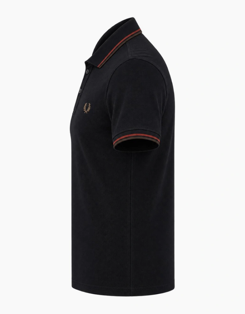 Fred Perry Twin Tipped Polo Shirt Navy/Brandy/Rich Brown
