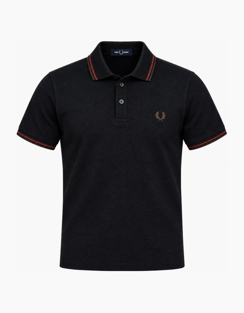 Fred Perry Twin Tipped Polo Shirt Navy/Brandy/Rich Brown