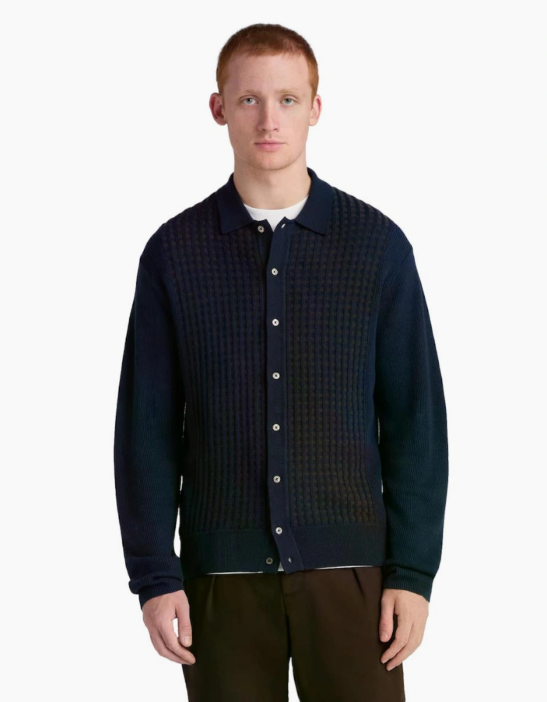 Remus Uomo Patterened Polo Cardigan 78 Navy