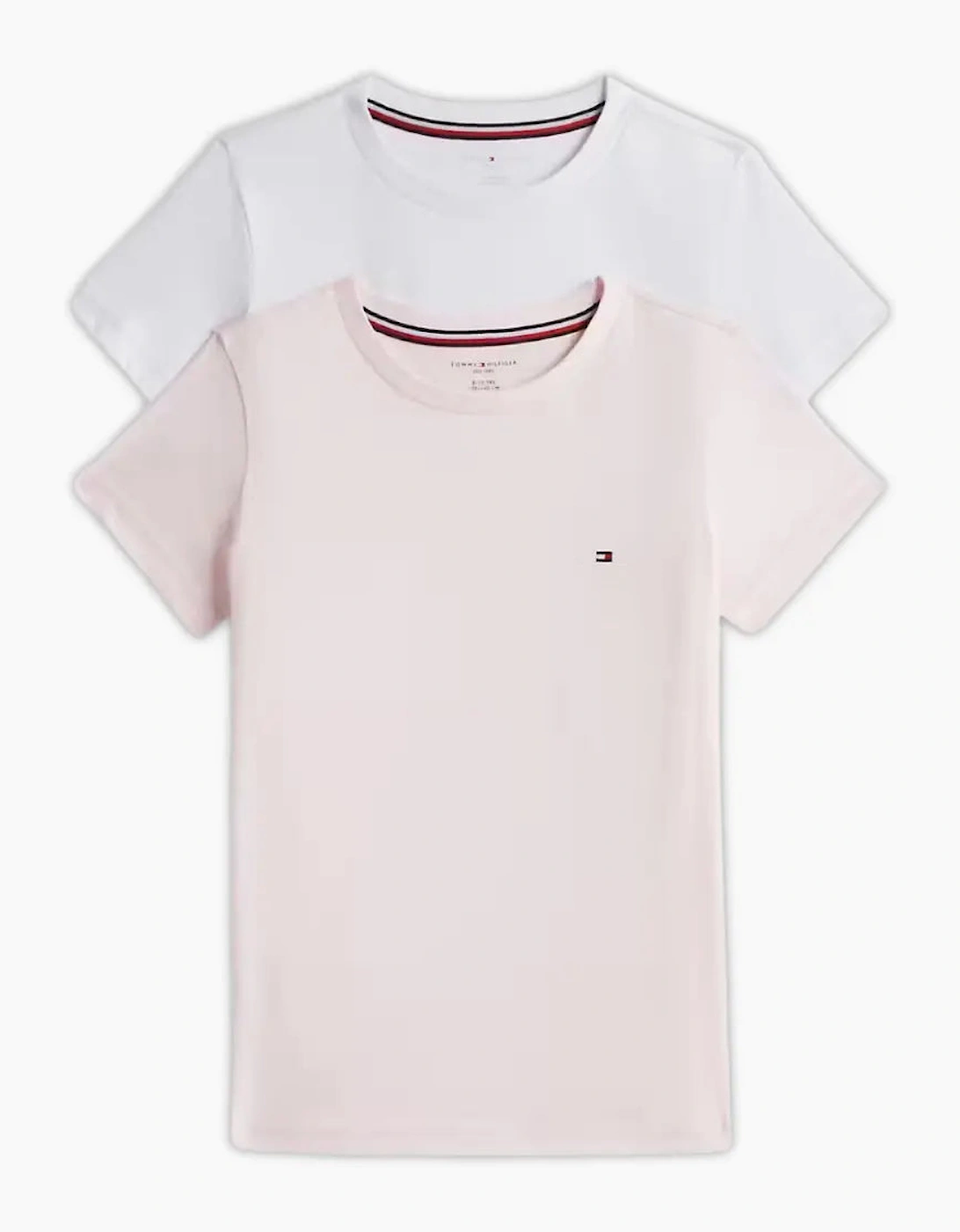 Girls 2-Pack Heritage Logo T-Shirts, White/Light Pink