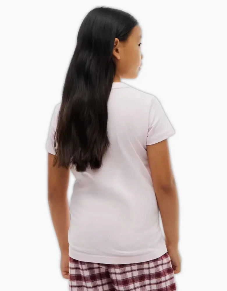 Girls 2-Pack Heritage Logo T-Shirts, White/Light Pink