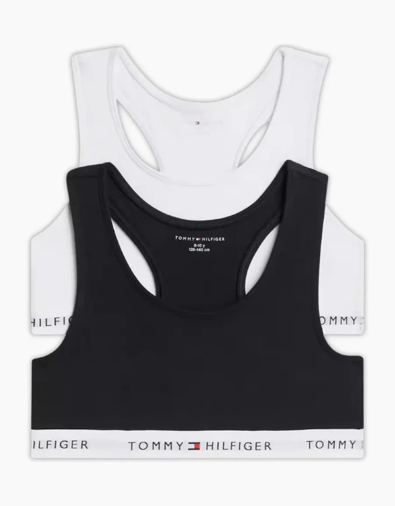 Girls 2-Pack Heritage Logo Bralette Set, White/Black