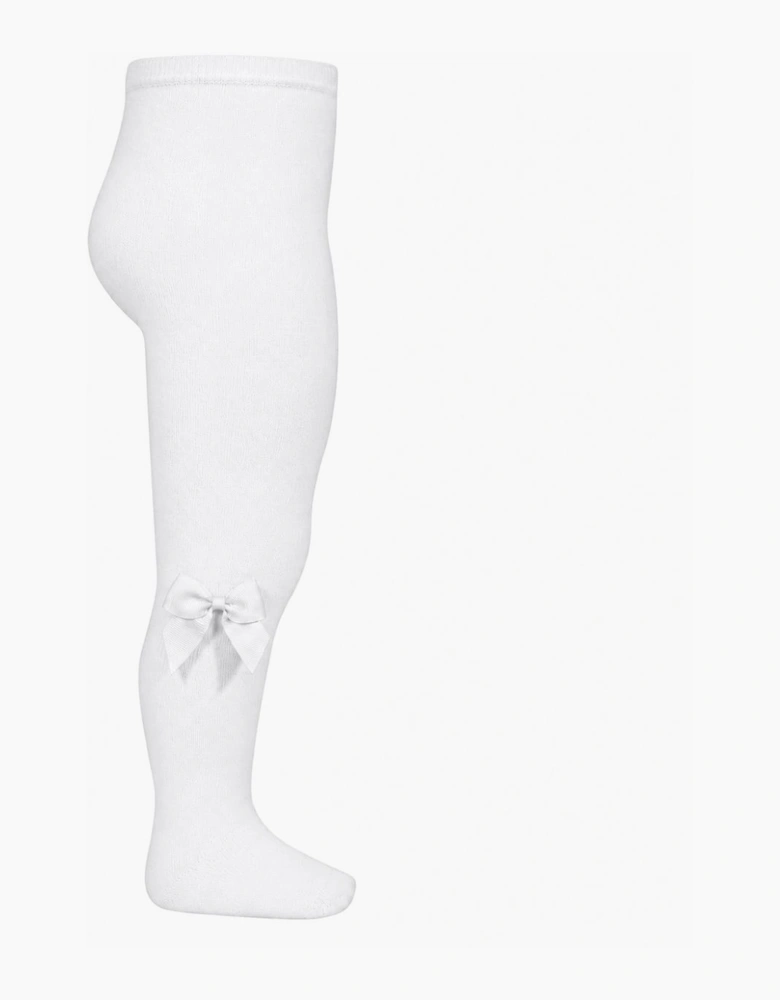 Girls White 200 Bow Tights