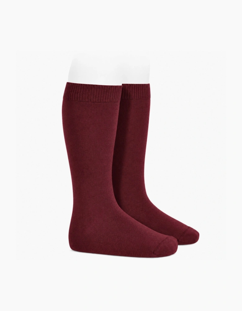 Burgundy 575 Plain Knee Socks