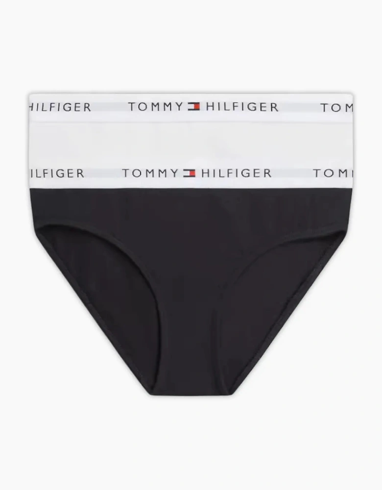 Girls 2-Pack Heritage Logo Bikini Briefs, White/Black