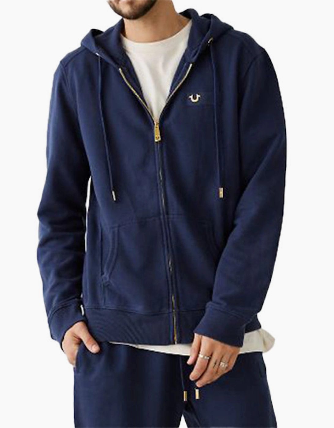 True Religion Mens Zip Hoodie Jogger Casual Hooded Cotton Hoody Navy Top Bottom