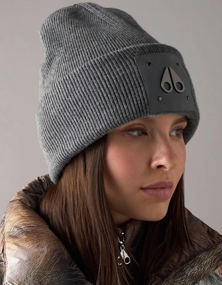 Icon Logo Wool Cement Grey Beanie
