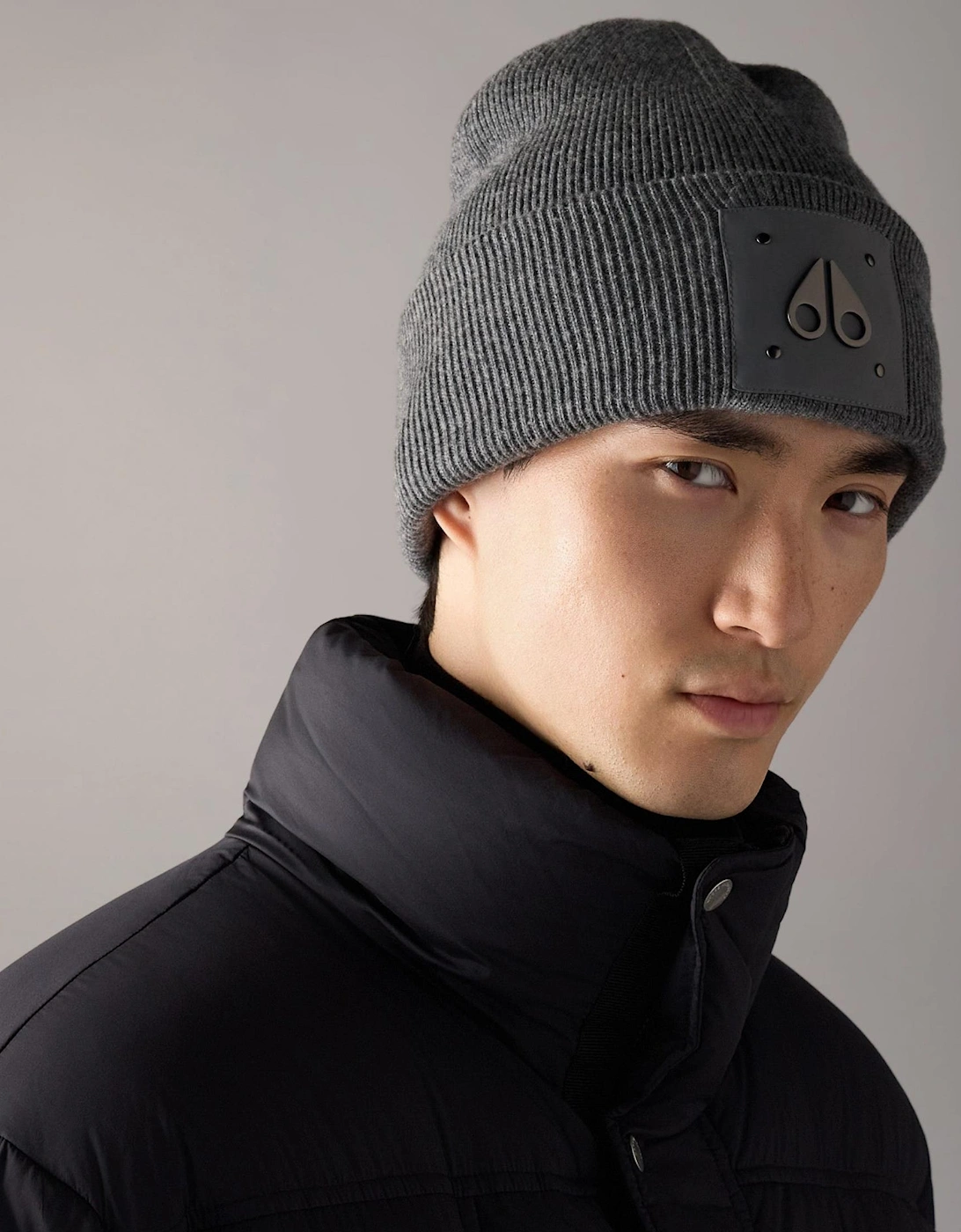Icon Logo Wool Cement Grey Beanie