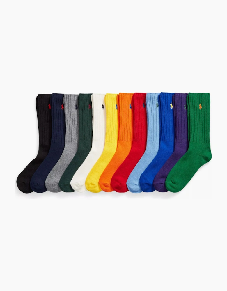 Polo Ralph Lauren CLASSIC CREW Mens Socks Multi 12 Pack