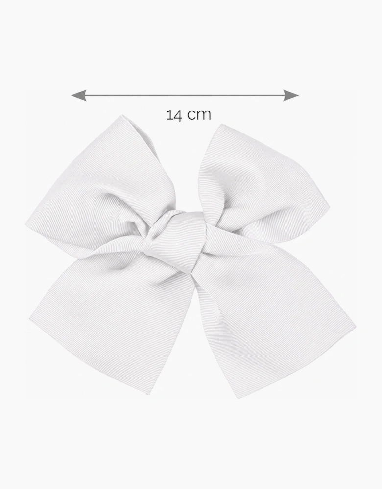 Girls White 200 14cm Bow Hair Clip