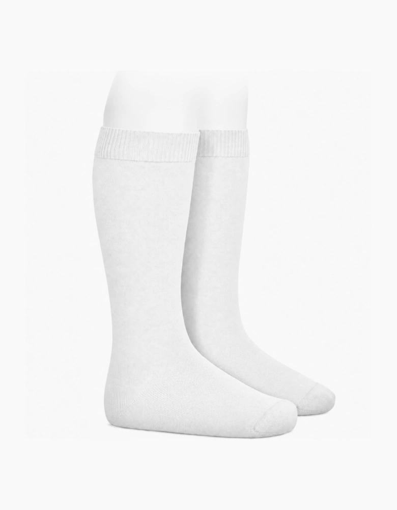 White 200 Plain Knee Socks