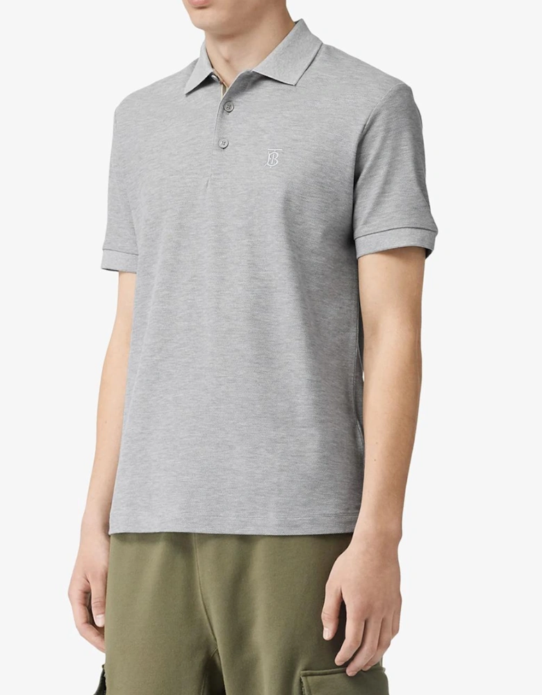 Burberry Eddie Logo Piqué Polo in Grey