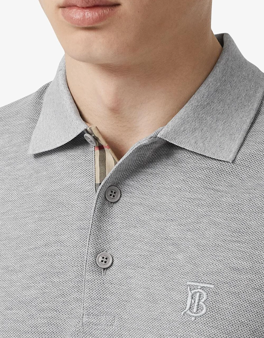 Burberry Eddie Logo Piqué Polo in Grey
