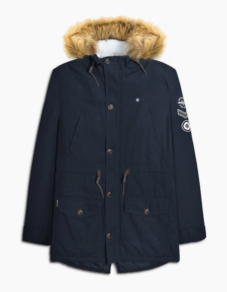 Lambretta Sherpa Lined Faux Fur Hooded Parka Jacket - Granite