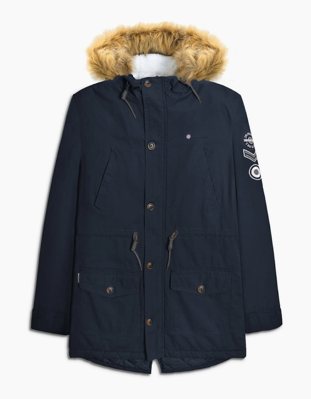 Lambretta Sherpa Lined Faux Fur Hooded Parka Jacket - Granite