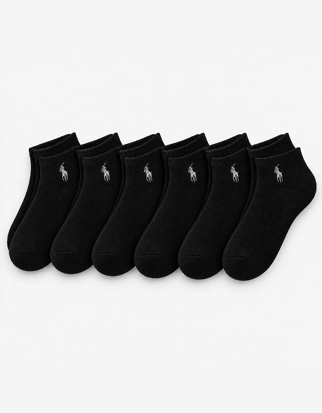 Polo Ralph Lauren Trainer Socks Mens Athletic Socks Black 6 Pack