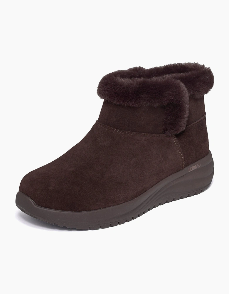 Skechers On-The-Go Stellar Cozy Step Leather Women's Brown Winter Ankle Boots