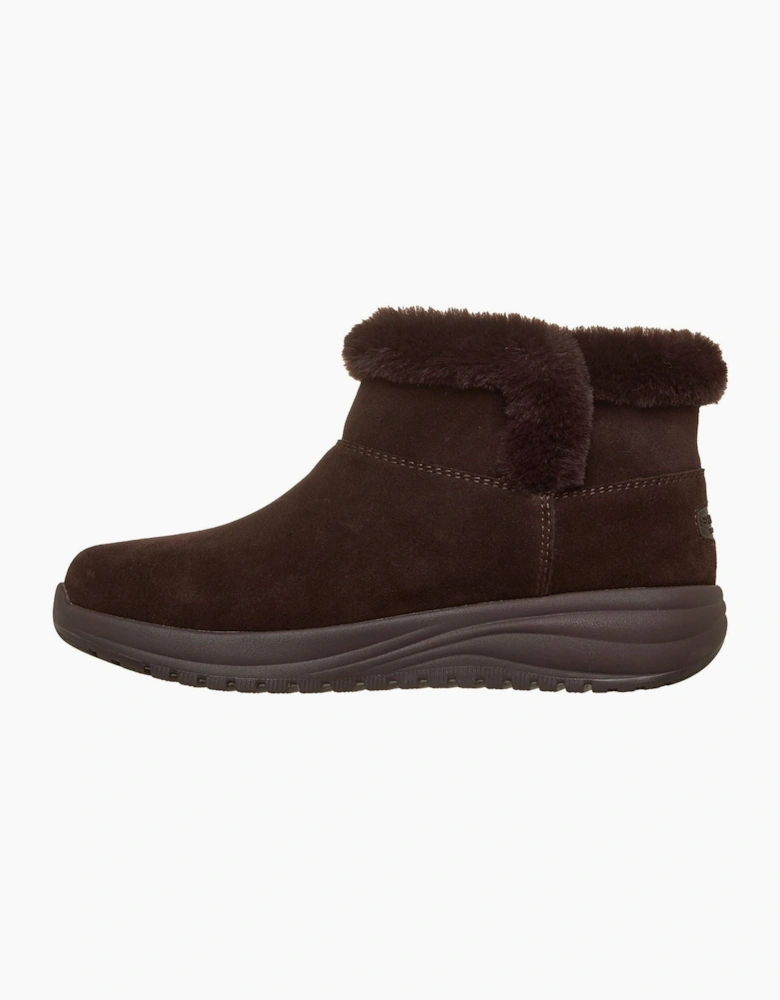 Skechers On-The-Go Stellar Cozy Step Leather Women's Brown Winter Ankle Boots