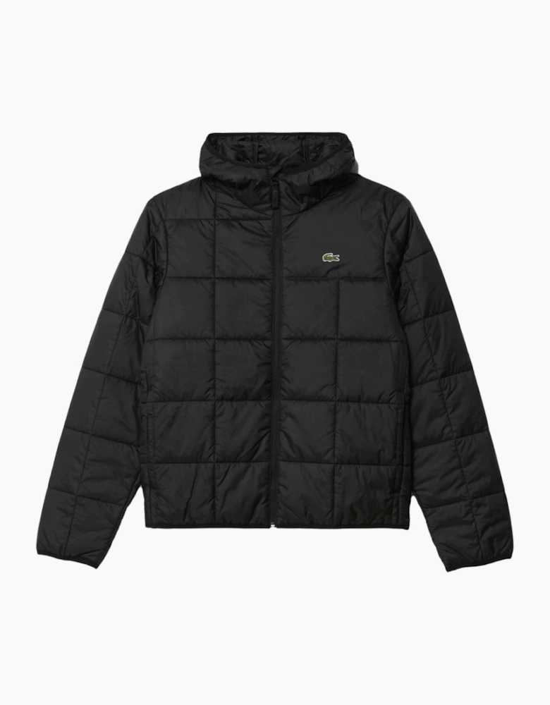 Lacoste Waterproof Logo Hooded Black Puffer Jacket