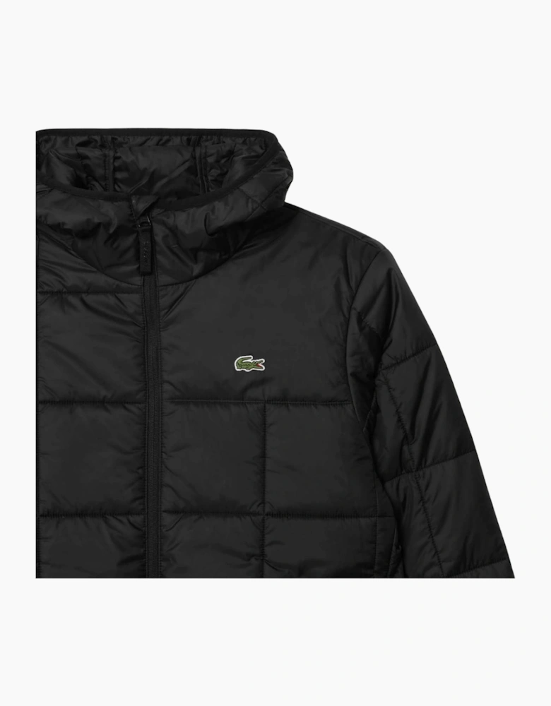 Lacoste Waterproof Logo Hooded Black Puffer Jacket