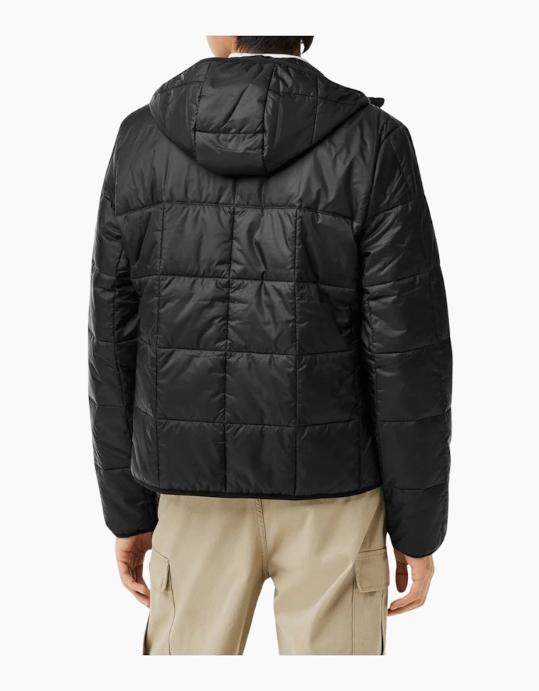 Lacoste Waterproof Logo Hooded Black Puffer Jacket