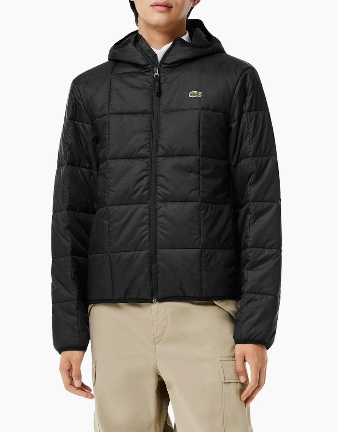 Lacoste Waterproof Logo Hooded Black Puffer Jacket