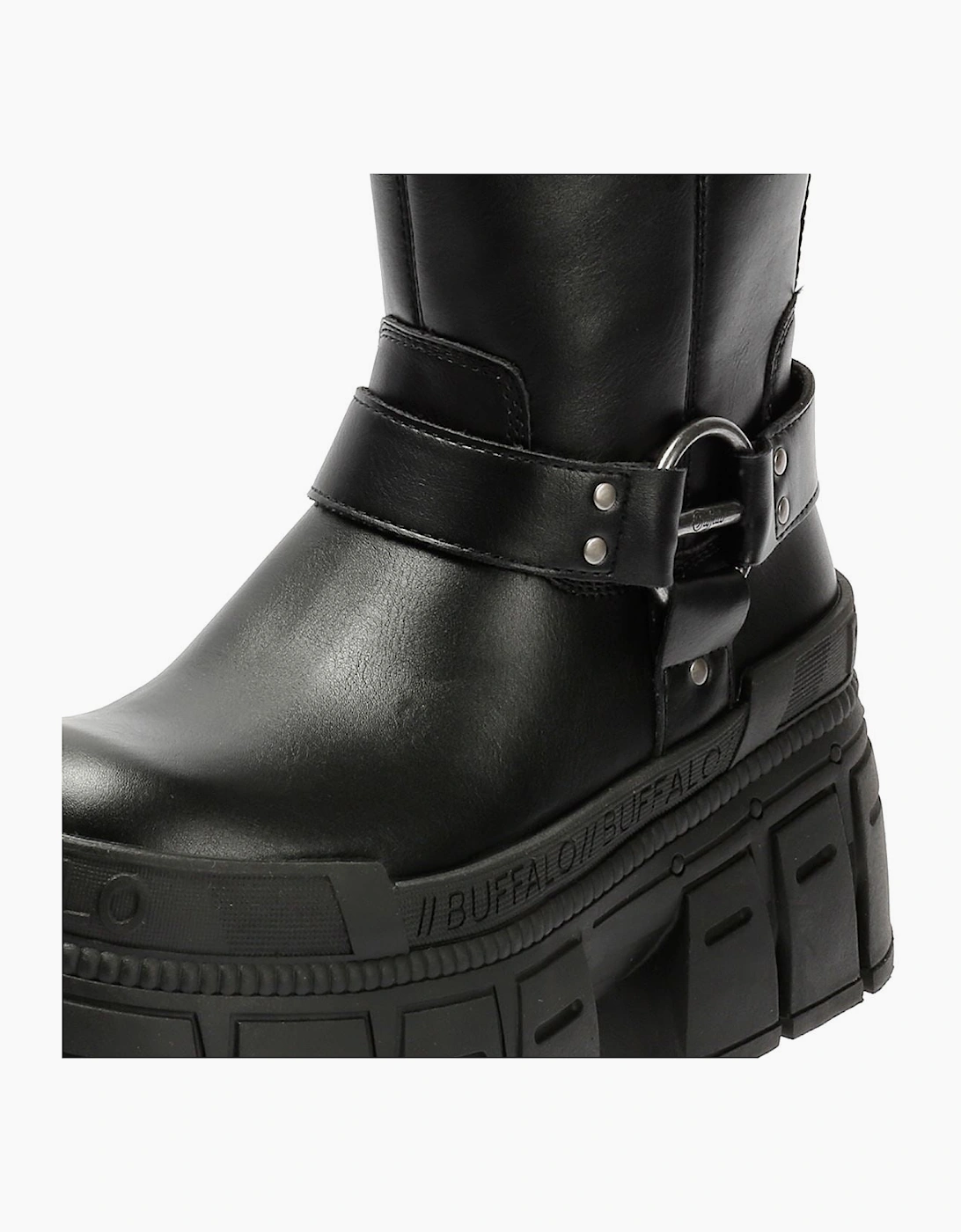 Buffalo Gospher Biker Mid Vegan Women's Black Boots