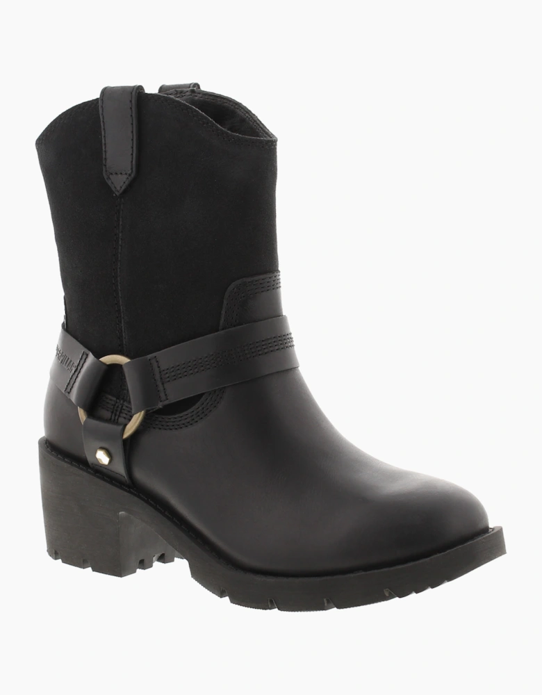 Caterpillar Womens Ankle Boots Rewrite Harness Leather Pull On black UK Size