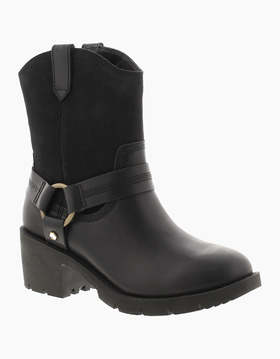 Caterpillar Womens Ankle Boots Rewrite Harness Leather Pull On black UK Size
