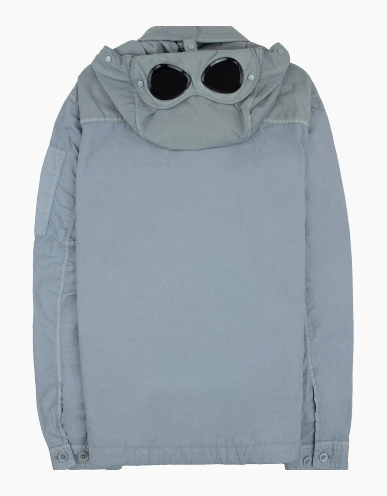Cp Company Flatt Nylon Mixed Goggle Overshirt Silver Blue 809