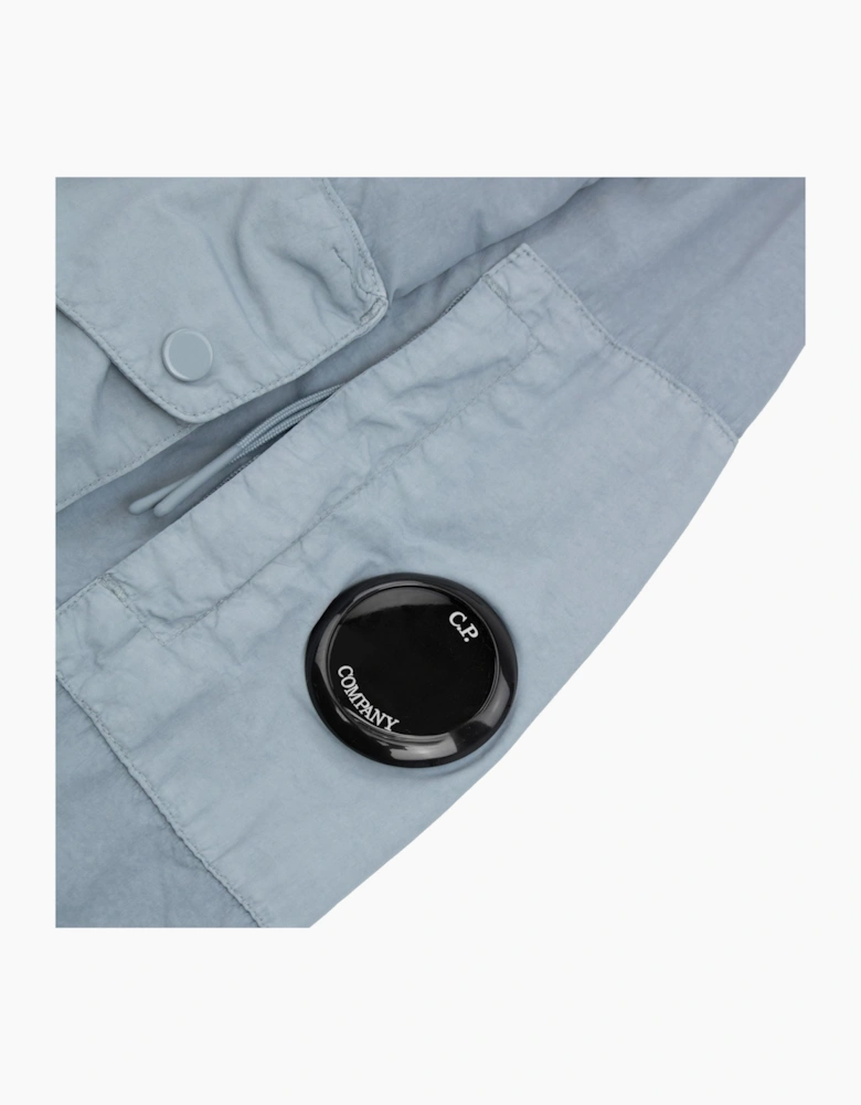 Cp Company Flatt Nylon Mixed Goggle Overshirt Silver Blue 809